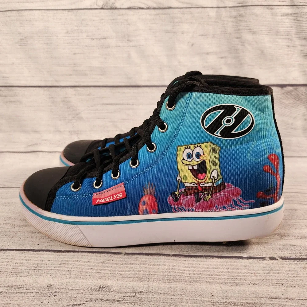 Heelys Hustle SpongeBob SquarePants Blue Wheeled Skate Shoes Youth 6 HES10382